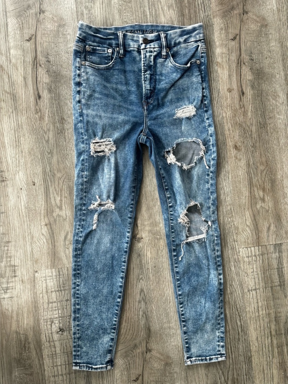 American Eagle Outfitters Ripped Blue Skinny Jeans